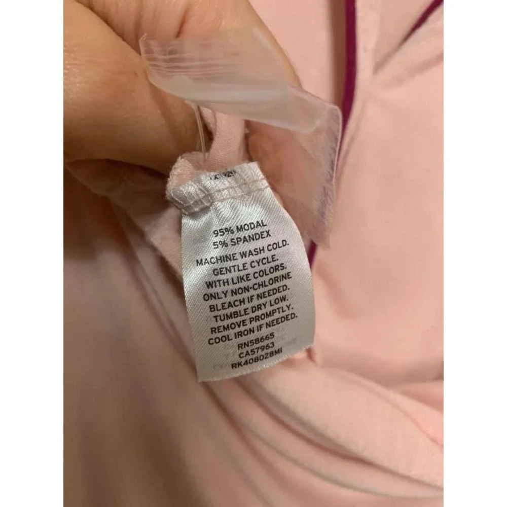 Shimera Pink Modal Button‎ Down Pajama Top Short Sleeve Contrast Piping XL NEW